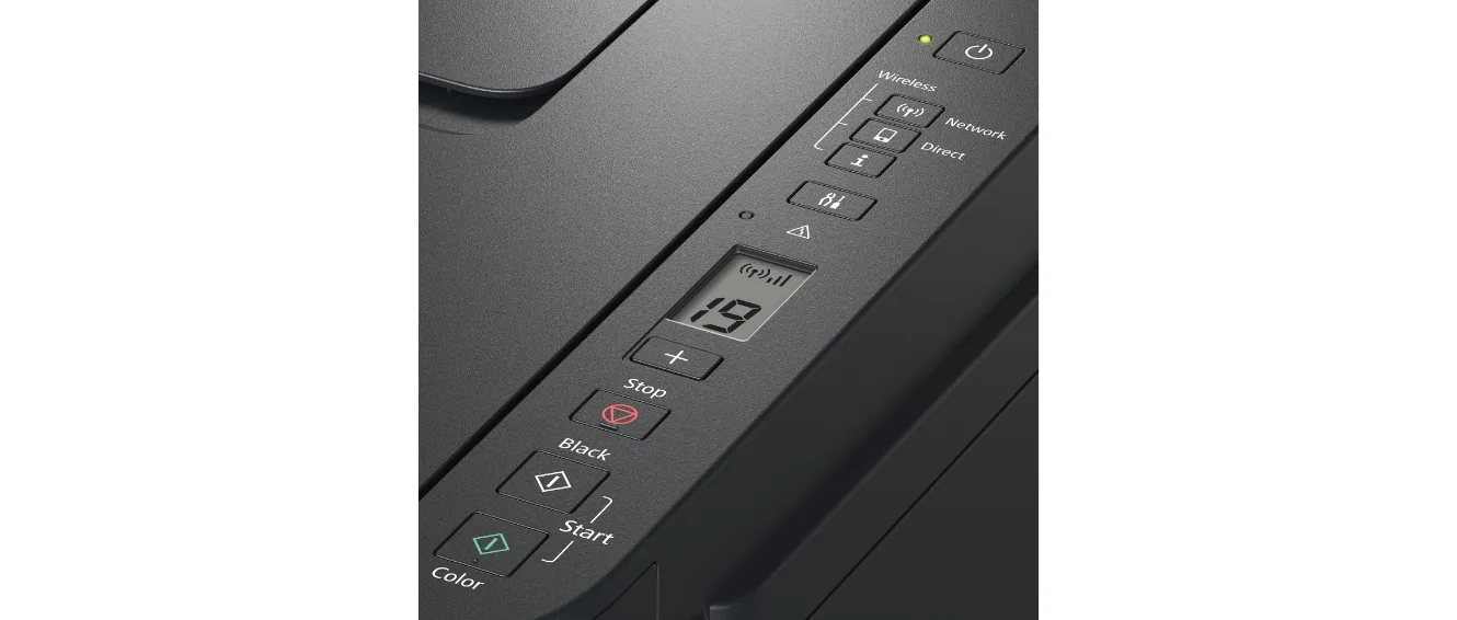 Official Canon G3110 control panel with wireless, network and LCD indicators