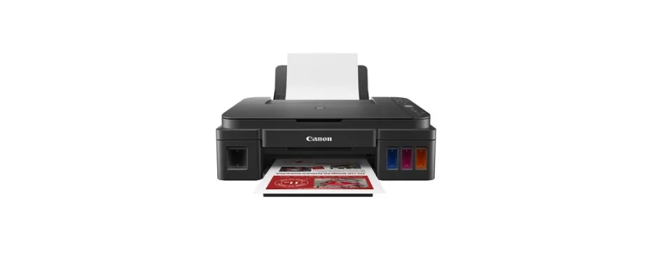 Official Canon PIXMA G3110 multifunction printer with paper ready for a scan or print workflow